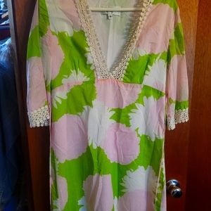 Cotton floral dress with lace detail